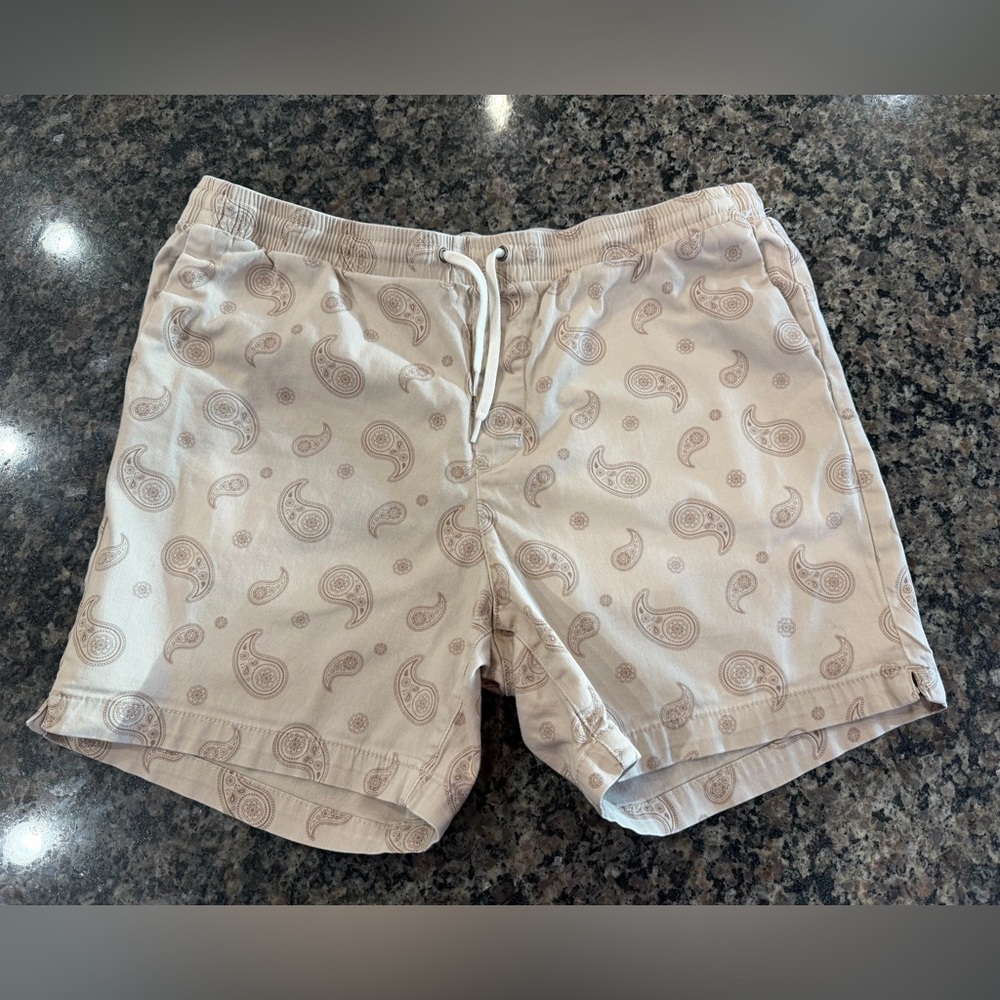 PacSun Beige Paisley Print Swim Shorts